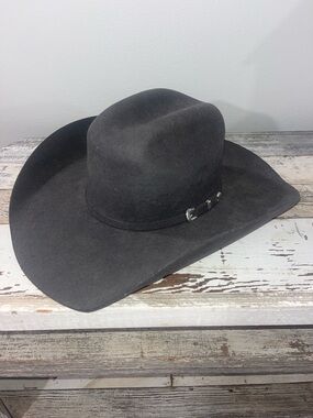 Justin Boots Black Leather Cowboy Hat Interior